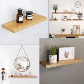 Sayayo Floating Shelf Brackets Heavy Duty 125MM/5-Inch Invisible Hidden Shelf Supports for Wall, T Shape Metal Brackets for Concealed Wood Shelves Wall Mounted, Matte Black 4 Pack, EJY70X125B-4P