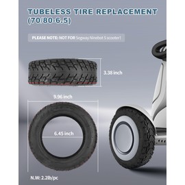 RidTianTek 11 inch 70/80-6.5 Tubeless Rubber Tire for Segway Ninebot S-Plus Smart Self-Balancing Scooter Accessories, Hoverboard Heavy Duty Tire Explosion-proof Replacement, NOT for Ninebot S (1 PC)