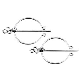 sourcing map 2pcs Vintage Brooch Cloak Pin, Penannular Brooch Scarf Shawl Cardigan Brooch Buckle Clasp for Women Men Costume Accessory(Silver)