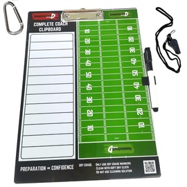 Coach's Flag Football or Tackle Football Dry Erase Clipboard - Double-Sided Coaching Marker Board to Plan Offense and Defense - Execute Your Game Plan! Bonus Whistle, Clip-on Marker, and Clip.