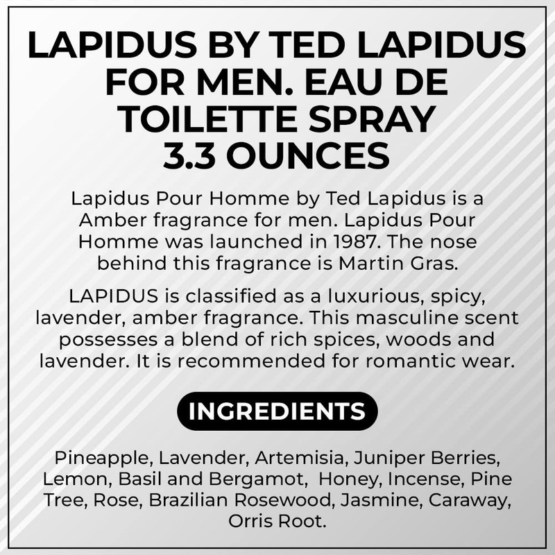 Lapidus By Ted Lapidus For Men. Eau De Toilette Spray