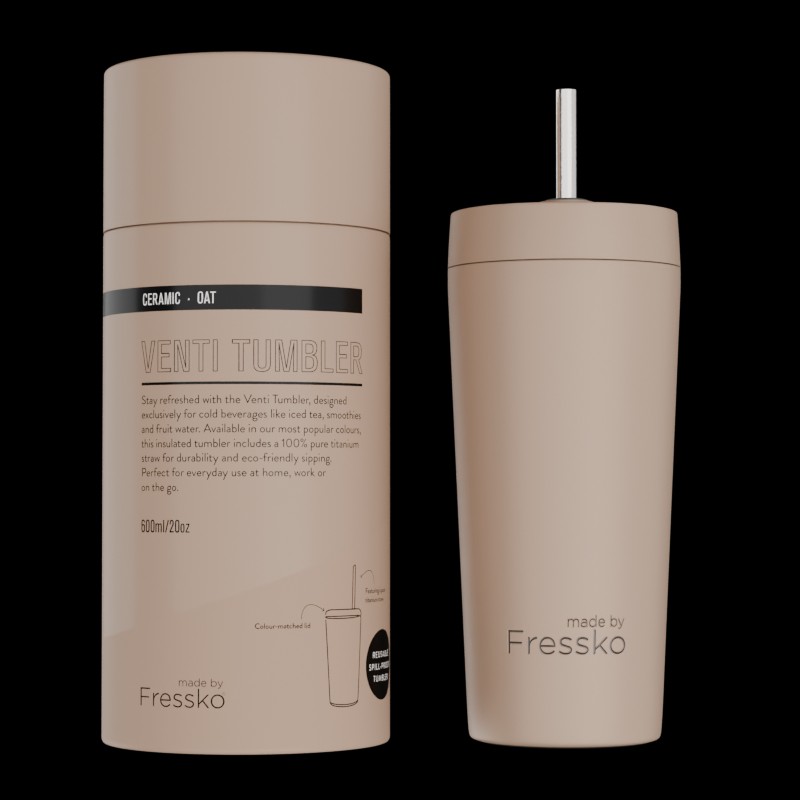 Fressko Ceramic Lined Tumbler with Titanium Straw - Venti 20oz,