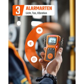 TopTes Guard-533 Portable Carbon Monoxide Detector with Visual, Acoustic and Vibration Alarms with Back Clip, 120h Standby, Automatic Recording, Explosion-proof for Home and Work