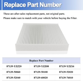 87139-YZZ20 Car Cabin Air Filter Compatible with Toyota Lexus Scion Highlander Camry, Replaces # 87139-50100, 87139-YZZ20, 87139-YZZ08, 87139-YZZ16, 2 Pack