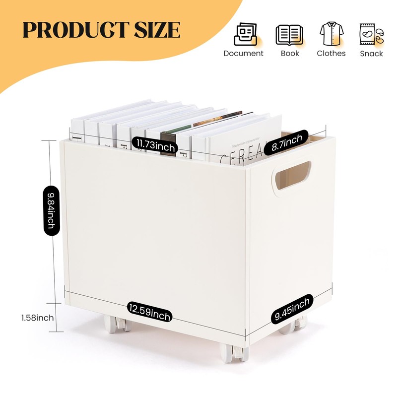 CINPIUK File Box Rolling File Organizer with Wheels Stackable Storage