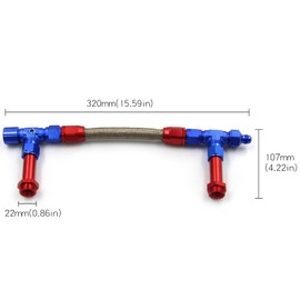 LVOUP 4150 Carburetor Fuel Line Kit 8AN Dual Feed to 7/8" Braided Dual Inlet for Holley Red+Blue