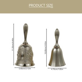 Operitacx 2 Stück Vintage Handglocken für Restaurant Bar Lautstarke Tischglocken aus Kupferlegierung Ergonomisches Design für Hochzeiten Schulklassen Veranstaltungen und