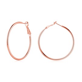 Josfeva Hoop Earrings 925 Silver Set, 925 Sterling Silver Hoop Earrings Large, 40/50/60 mm Women's Hoop Earrings Silver/Rose Gold/Gold, Endless Huggie Round Hoop Earrings, Folding Hoop Earrings for