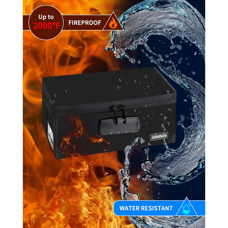 JUNDUN Index Card Box with Lock,Collapsible Fireproof Index Card Holder