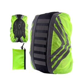 Waterproof Rucksack Rain Cover, Reflective and High Visibility Protector with Adjustable Non-Slip Strap for Hiking, Camping, Cycling & Travel, Comes with Storage Bag