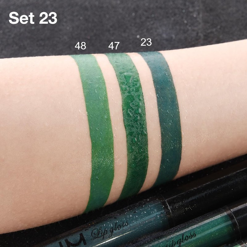 evpct 3Pcs Dark Deep Forest Green Shimmer Matte Liquid Lipstick