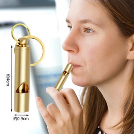 Brass Whistle Loud Outdoor Emergency Rescue Whistle Portable for Hazard Prevention Earthquake Disaster Rescue Evacuation (Large Wheel)