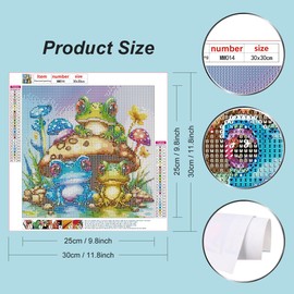 WSLWXSHM Diamond Painting Kits for Adults, Frog Round Full Drill Diamond Art Kits, 5D DIY Paint with Diamonds Crafts for Home Wall Decoration Gifts 12×12Inch Mushroom