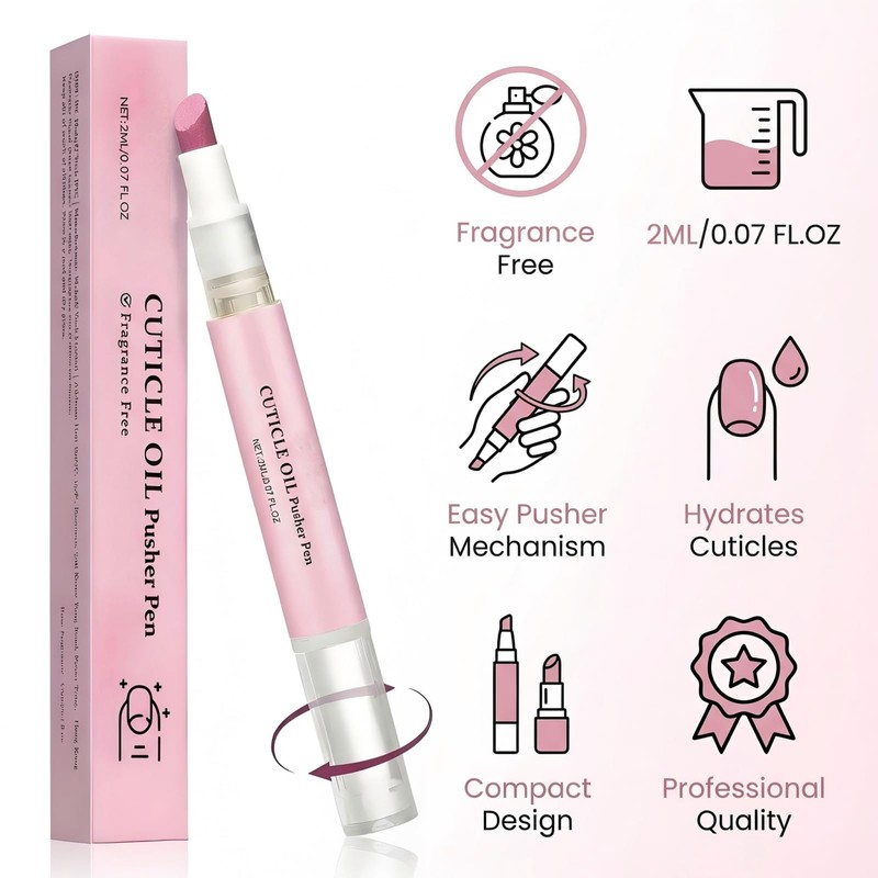 Ceramic Cuticle Pusher & Nail Oil Pen, 2-in-1 Nail Care