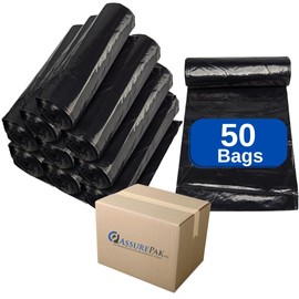 Black LDPE Coreless Trash Bags - 38"x58" - 50 Bags - 2.0 mil - Black - 2M38ET58BLKLDTL - AssurePak