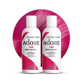 Adore Adore Semi Permanent Hair Color - Vegan and Cruelty-Free Pink Hair Dye - 4 Fl Oz - 142 Pink Blush (Pack of 2)