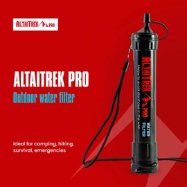 ALTAITREK PRO Outdoor Drinking Water Filter Portable Campervan Water Filter for Survival Kit Hiking Emergency Purification Straw for Outdoor Activities Camping Hiking