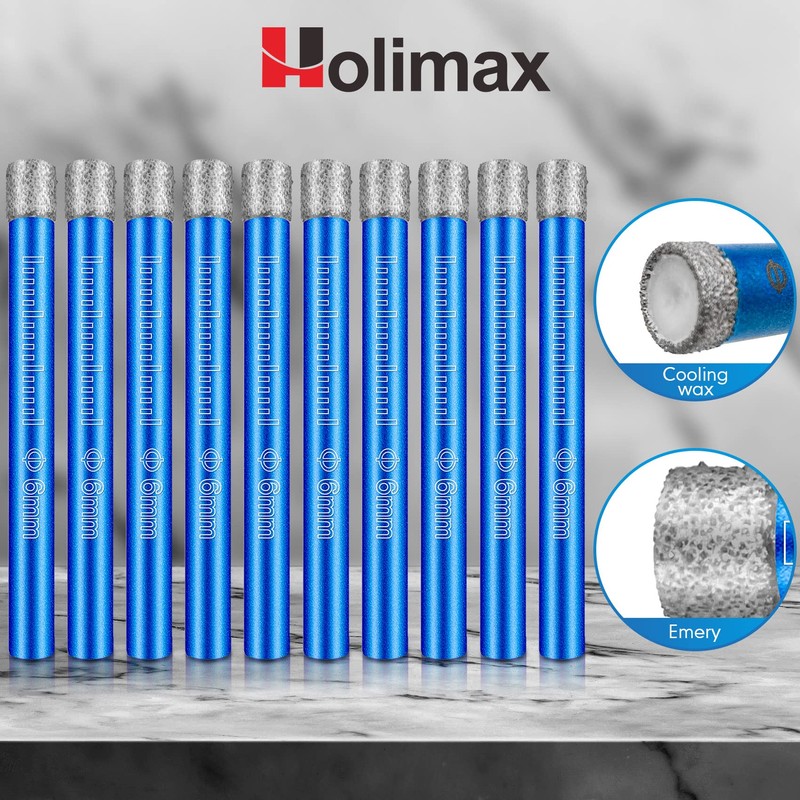 Dry Diamond Drill Bits Set 10 PCs 1/4" 6mm Small
