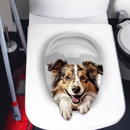 Dog 3D Sticker for Toilet,3D Bathroom Toilet Sticker,Animals 3D Wall Stickers,Stickers for Seat Cover,Cute Decal for,Waterproof Removable Lid Decal Bathroom Decor