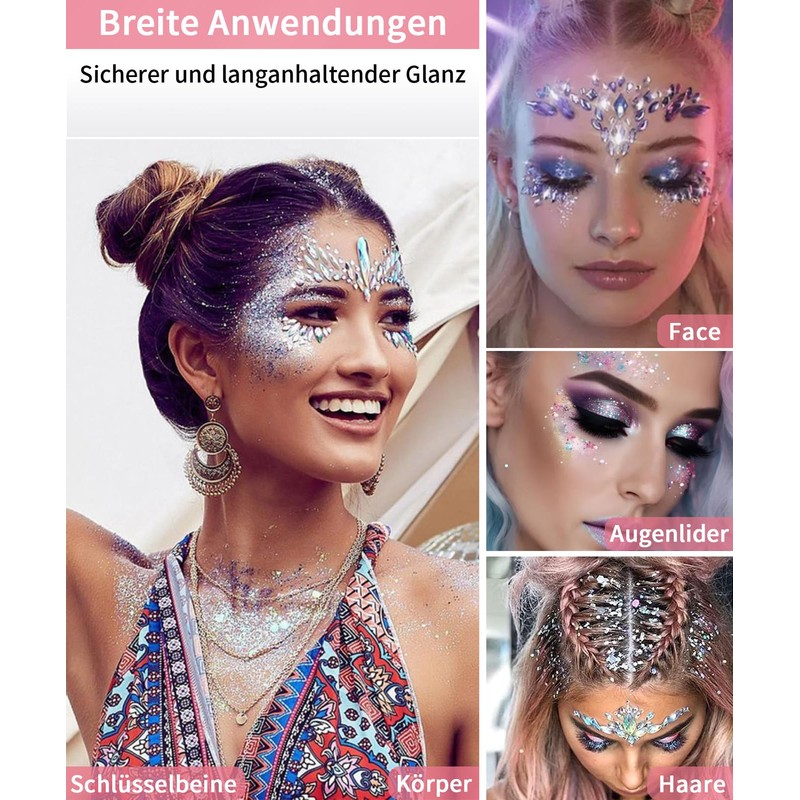 Glitter Face Gel, Glitter Sequins Chunky Glitter Liquid Gel for