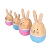 Wood Rabbit Family Figures Handcraft Decoration Ornament for Living Room