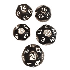 Impact! Miniatures Black - Set of 5 Unusual Dice: D14, D16, D18, D22 and D24