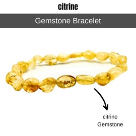 GEMSCITE Citrine-Crystal Tumbled Stone Gemstone Beaded Chakra Protection Bracelet for Women Men's Gifts - Pulseras Para Hombres Mujer Christmas Stocking Stuffers