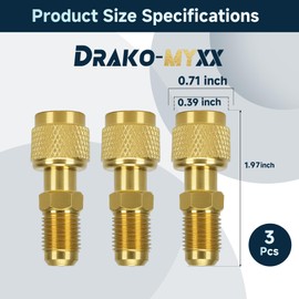 2026 Upgraded 3Pcs A2L Refrigerant Adapter Set, 1/4" Left-Hand Female to Right-Hand Male Flare Fittings, Brass HVAC Charging Adapter for R-32/R-454B LH Cylinders and 1/4" RH Service Hose(Straight × 3)