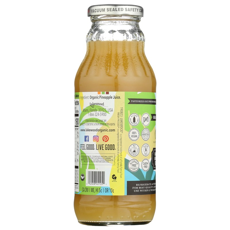 Lakewood Organic Fresh Pressed Pure Pineapple (1 X 12.5 FL