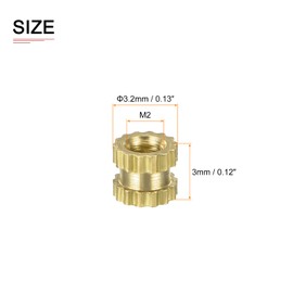 DTGN M2x3x3.2mm (ID x L x OD) Knurled Insert Nuts - 200pcs - Plastic Shell - Brass Female Thread Sleeve Insert Nut