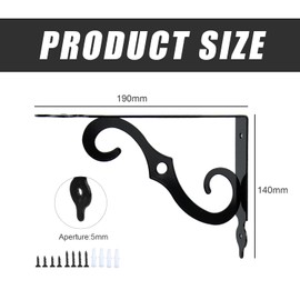 Heavy Duty Bracket, 90 Degree Metal Angle, Black, Pack of 2, 190 x 140 mm Wall Bracket, Shelf Bracket Wall, Heavy Duty Console for DIY Workbench, Bookshelf, Kitchen, Living Room