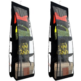 unel Hanging Handbag Storage Organiser (2 Pack), Each Hanger Holds 8 Bags for Wardrobes, Space Saving & Washable