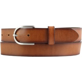 BELTINGER Children's Belt Vintage Look 3 cm Jeans Belt Made of Full Cowhide Leather for Girls 30 mm with Blackened Edges, Cognac Silver