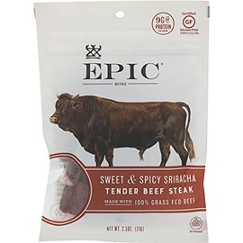 EPIC Sweet and Spicy Sriracha Beef Bites, Protein Snacks, Whole 30, 2.5 oz Pouch