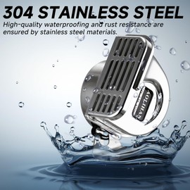 AOLIHAN 12V Low-Tone Boat Horn 410Hz, Waterproof Electric Marine Horns Made of Stainless Steel and Chrome Plastic, Boat Safty Horns for Motorcycle/Boats/Ships/Sailboat/Yacht