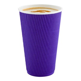 Restaurantware 20 Ounce Ripple Insulated Coffee Cups 250 Double Wall Corrugated Coffee Cups - Matching Lids Sold Separately Secure Grip Royal Purple Paper Ribbed Coffee Cups Sustainable