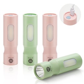 KAILEDI Mini Flashlight, 4 Pack Led Rechargeable Flashlights High Lumens for Camping Emergencies Outdoor, 2 Modes Small Handheld Infinitely Adjustable Brightness Pocket Flashlight for Kids & Adult