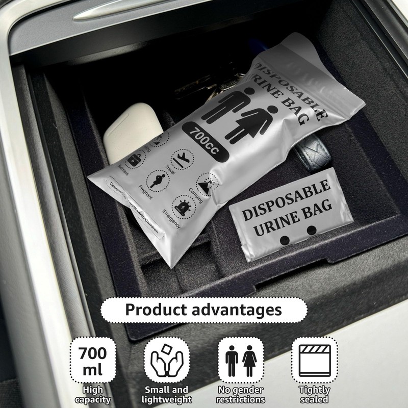 UKQRRTC 24Pcs Urine Bag, 700ML Leak Proof Travel Pee Bag,