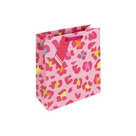Eurowrap Pink Leopard Print Gift Bag With Gift Tag - Gift Bag for Her, Birthdays, Mother's Day, Valentines, Celebration - Vibrant Bright Female Birthday Gift Wrap Occasion Present - Medium Size