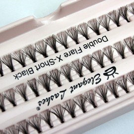 Elegant Lashes Double Flare Extra-Short Black Individual Eyelashes (Single Pack - 1 Tray)