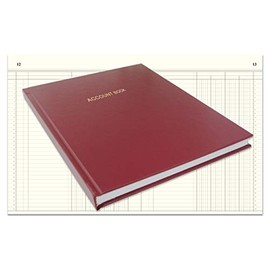 BookFactory Account Book Ledger Book Accounting Notebook (4 Column Four Columns Columnar Book Format) - 96 Pages, 8'' x 10'', Burgundy Cover, Section Sewn Hardbound (ACT-096-S4CM-A-LMT160)-AX