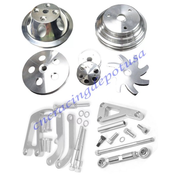 CNCRSR Small Block Chevy Long Water Pump Alternator Power Steering