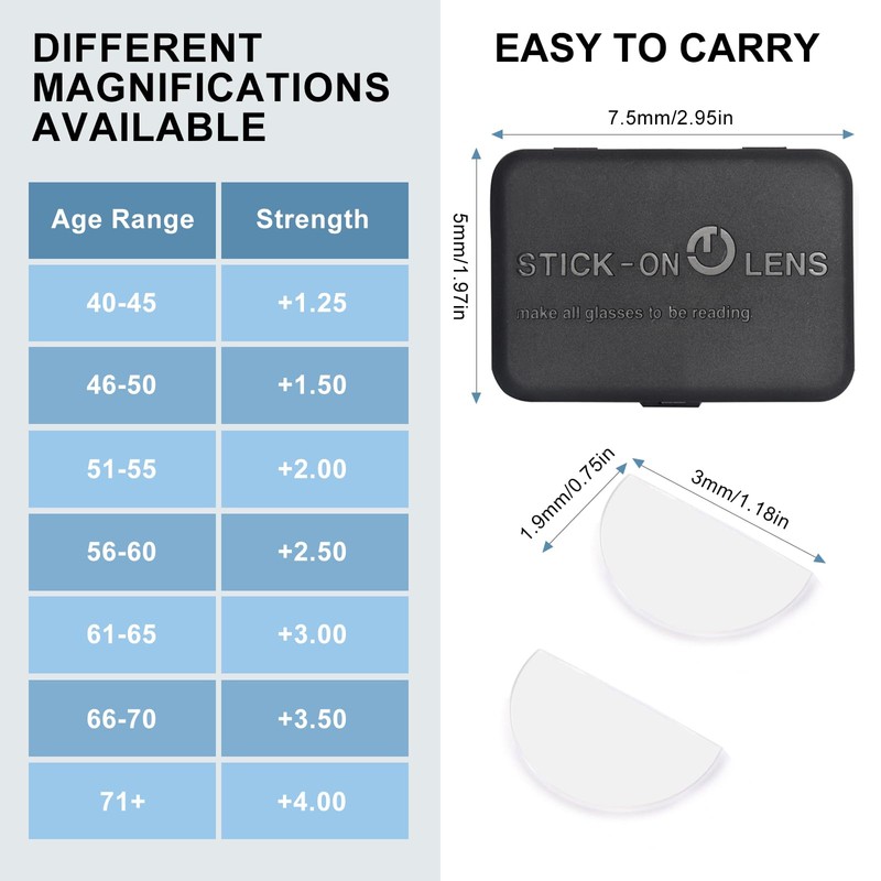 OKH Stick on Readers Clear Magnifying Bifocal Lens for Any