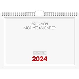 BRUNNEN Monthly Calendar 2024 1 Page = 1 Month A4 Landscape White