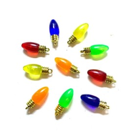 Miniature Christmas Light Bulbs, Mini Christmas Light Bulb, Dollhouse Christmas Tree Ornaments, for Christmas Ornament Supplies, Dollhouse Christmas, Fairy Garden (48PCS) (Large - 15/16" Long)