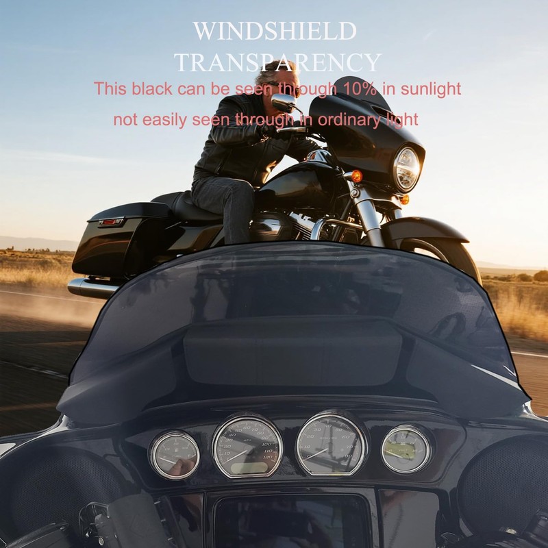 9 inch Black Wave Windshield Windscreen for Harley Electra Touring