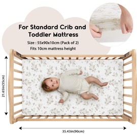 Yoofoss Pack of 2 Baby Fitted Sheets Microfibre Mattress Topper Breathable Mattress Protector Sheet for 50 x 89 cm 50 x 90 cm 55 x 90 cm Cot Cot