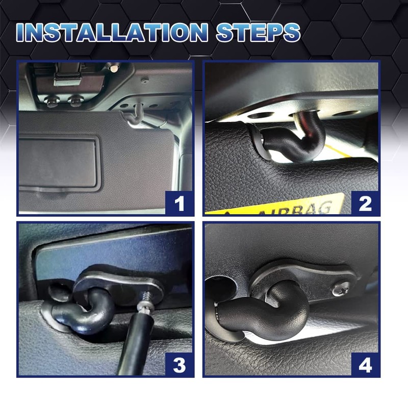 PIT66 Sun Visor Clips, Compatible with 2008-2022 Jeep Wrangler JK