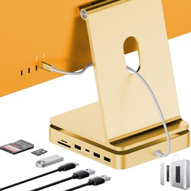 USB C HUB for iMac 24 inch 2021/2023/2024, PULWTOP USB Hub Adapter iMac Accessories for iMac M1/M3/M4 with USB C 10Gbps 3*USB A SD/TF, Docking Station Support Expand M.2 SSD (Not Included),Yellow