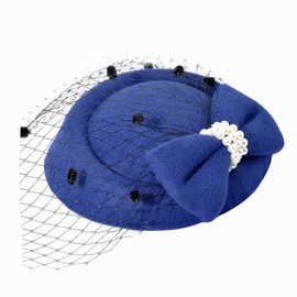 Pillbox Fascinator Hat Mesh Net Veil Headband Ascot Hats for Ladies Flower Veil Party Hat Feather Pearl Headband Bridal Headpiece Hat Hairband Feather Hair Band Party Headwear for Women Girls